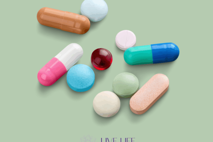 Image: vitamin supplements; Text: Live Life Spiritual Direction