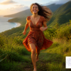Happy Wild woman running